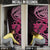 Aotearoa Maori Door Cover Pink Fern Ribbons on Black - Polynesian Pride