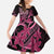 Aotearoa Maori Family Matching Mermaid Dress and Hawaiian Shirt Pink Fern Ribbons on Black - Polynesian Pride