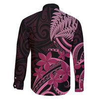Aotearoa Maori Family Matching Mermaid Dress and Hawaiian Shirt Pink Fern Ribbons on Black LT7 - Polynesian Pride