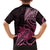 Aotearoa Maori Family Matching Short Sleeve Bodycon Dress and Hawaiian Shirt Pink Fern Ribbons on Black - Polynesian Pride