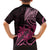 Aotearoa Maori Family Matching Tank Maxi Dress and Hawaiian Shirt Pink Fern Ribbons on Black - Polynesian Pride