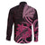 Aotearoa Maori Family Matching Tank Maxi Dress and Hawaiian Shirt Pink Fern Ribbons on Black - Polynesian Pride