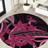 Aotearoa Maori Round Carpet Pink Fern Ribbons on Black - Polynesian Pride