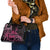 Aotearoa Maori Shoulder Handbag Pink Fern Ribbons on Black - Polynesian Pride