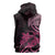 Aotearoa Maori Sleeveless Zip Hoodie Pink Fern Ribbons on Black - Polynesian Pride