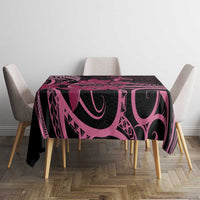 Aotearoa Maori Tablecloth Pink Fern Ribbons on Black - Polynesian Pride