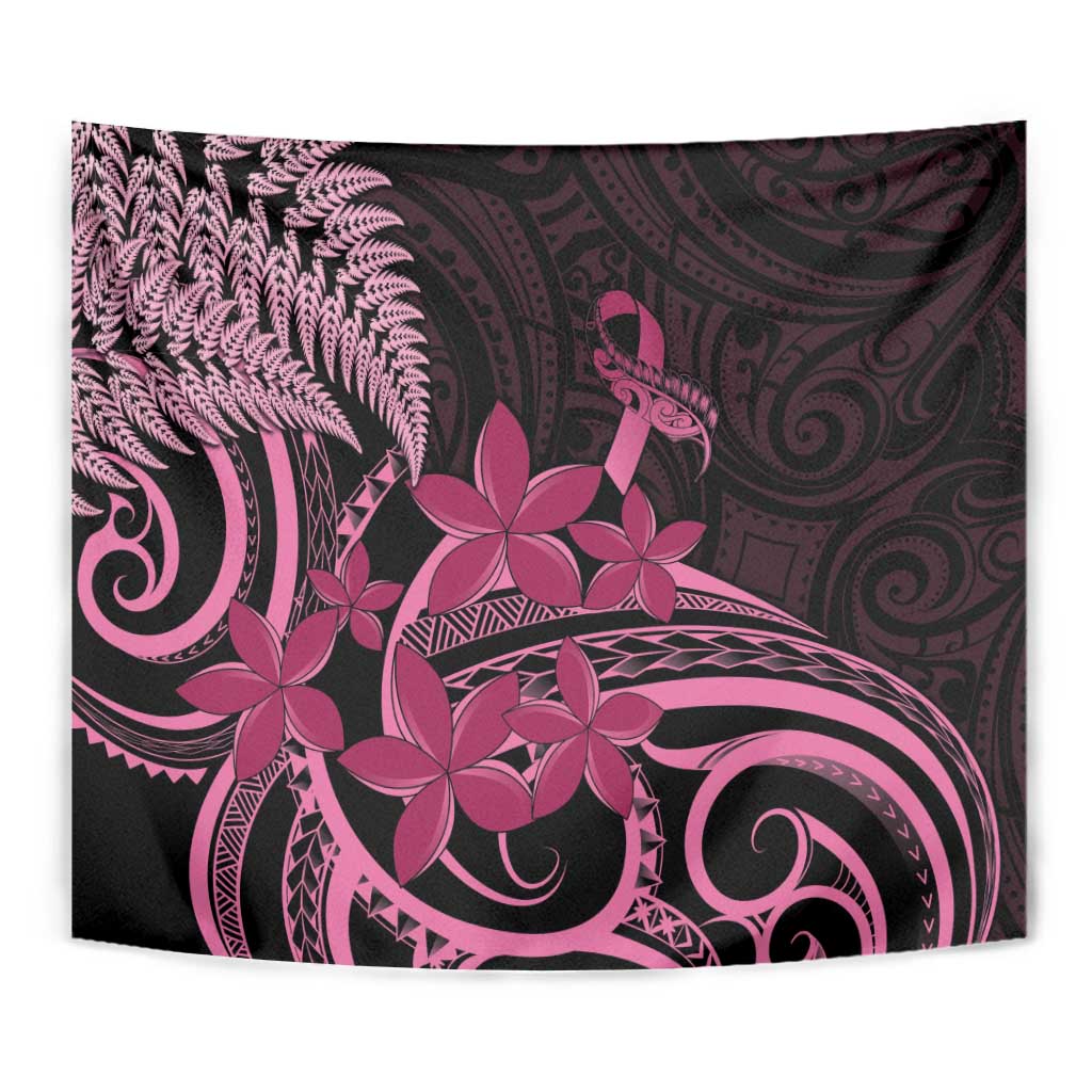 Aotearoa Maori Tapestry Pink Fern Ribbons on Black - Polynesian Pride