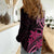 Aotearoa Maori Women Casual Shirt Pink Fern Ribbons on Black - Polynesian Pride
