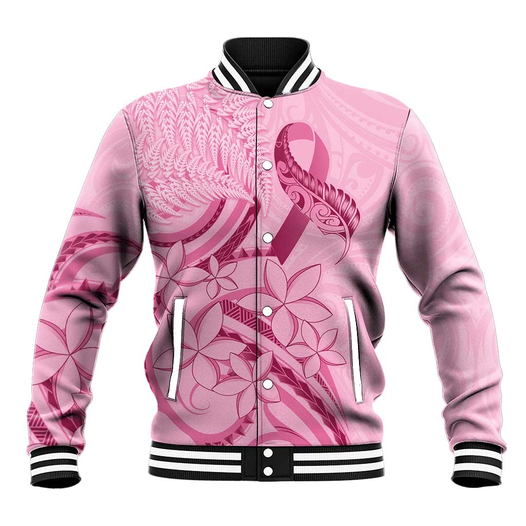Aotearoa Maori Baseball Jacket Pink Fern Ribbons - Polynesian Pride