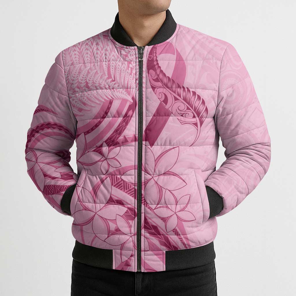 Aotearoa Maori Bomber Puffer Jacket Pink Fern Ribbons - Polynesian Pride