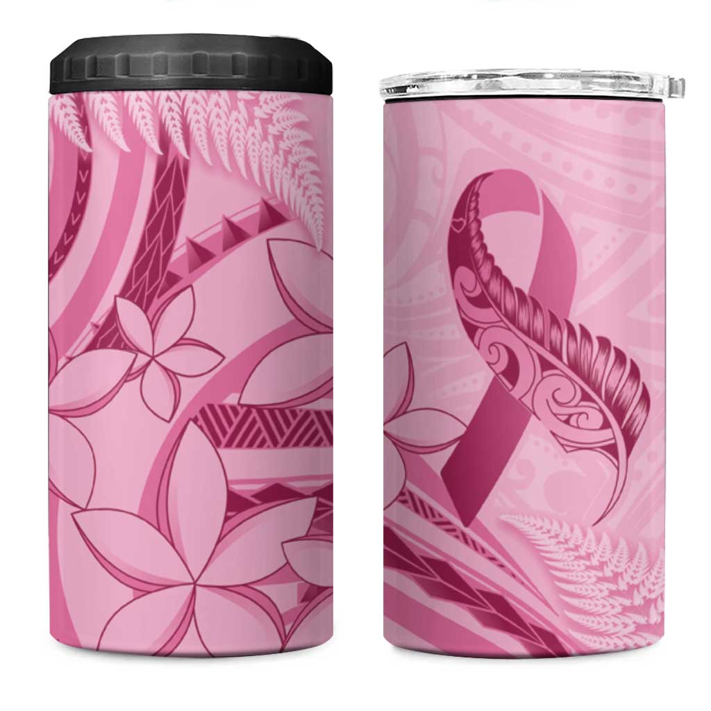 Aotearoa Maori 4 in 1 Can Cooler Tumbler Pink Fern Ribbons - Polynesian Pride