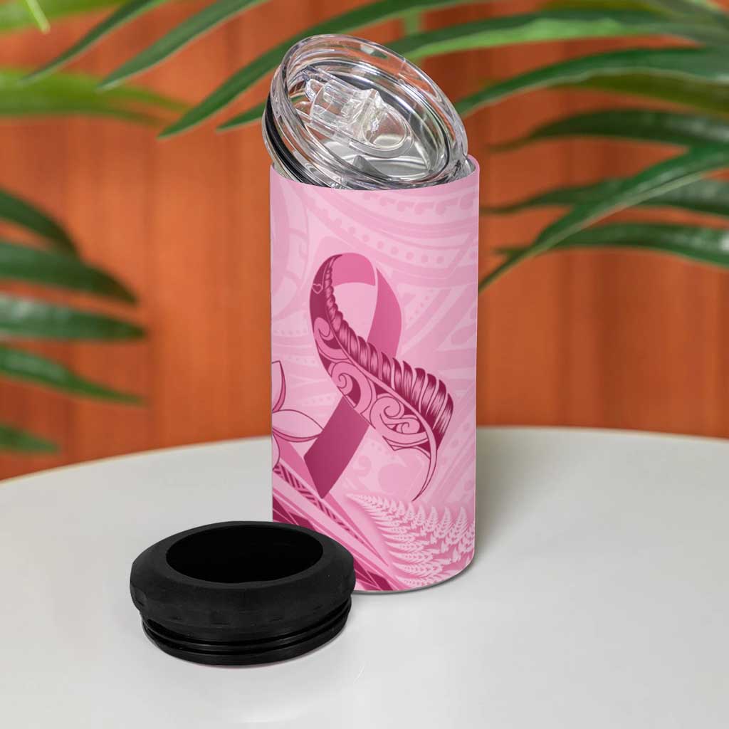 Aotearoa Maori 4 in 1 Can Cooler Tumbler Pink Fern Ribbons - Polynesian Pride
