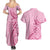 Aotearoa Maori Couples Matching Summer Maxi Dress and Hawaiian Shirt Pink Fern Ribbons - Polynesian Pride
