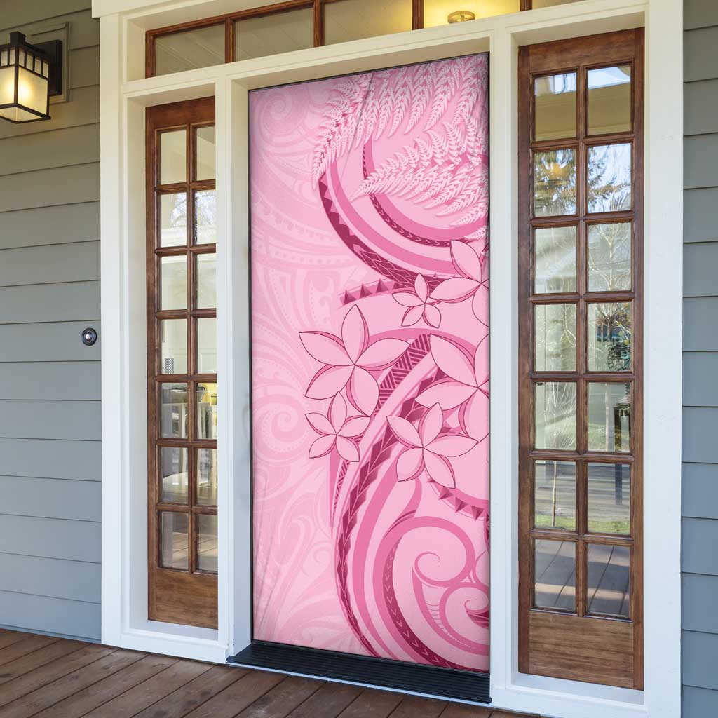 Aotearoa Maori Door Cover Pink Fern Ribbons - Polynesian Pride