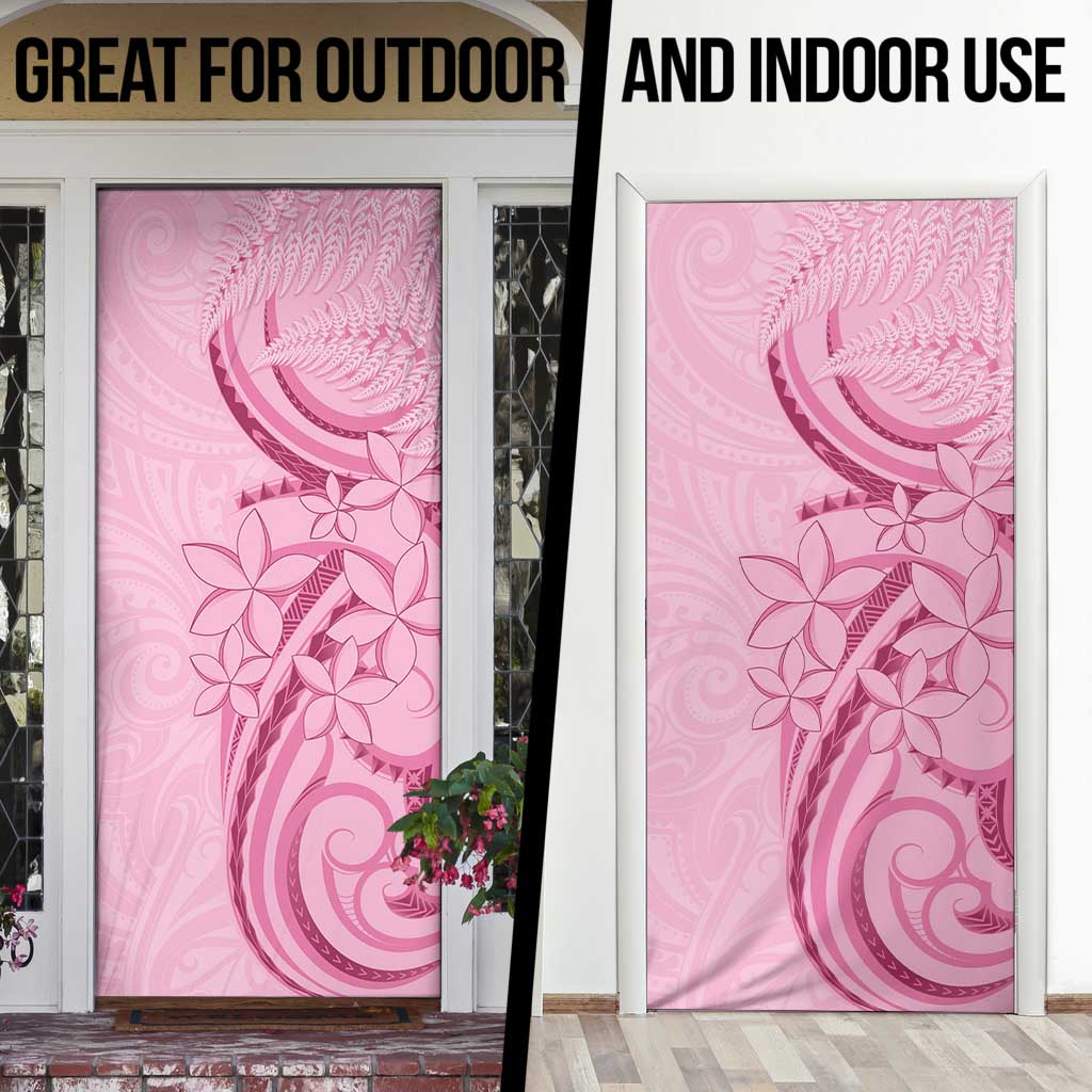 Aotearoa Maori Door Cover Pink Fern Ribbons - Polynesian Pride