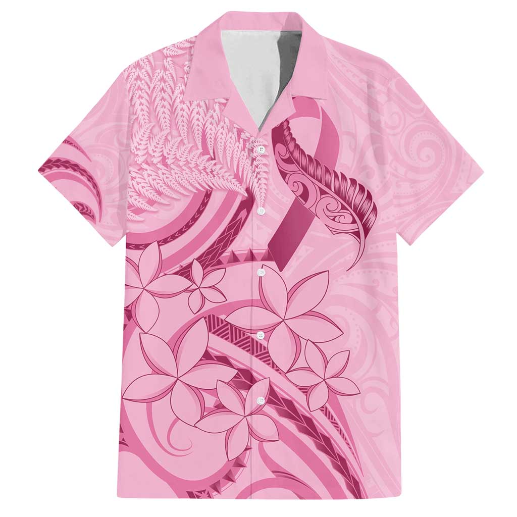 Aotearoa Maori Family Matching Long Sleeve Bodycon Dress and Hawaiian Shirt Pink Fern Ribbons LT7 Dad's Shirt - Short Sleeve Pink - Polynesian Pride