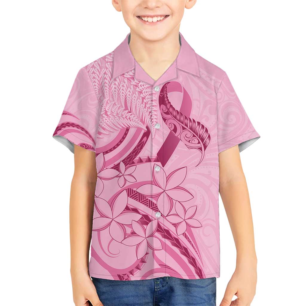 Aotearoa Maori Family Matching Long Sleeve Bodycon Dress and Hawaiian Shirt Pink Fern Ribbons LT7 Son's Shirt Pink - Polynesian Pride