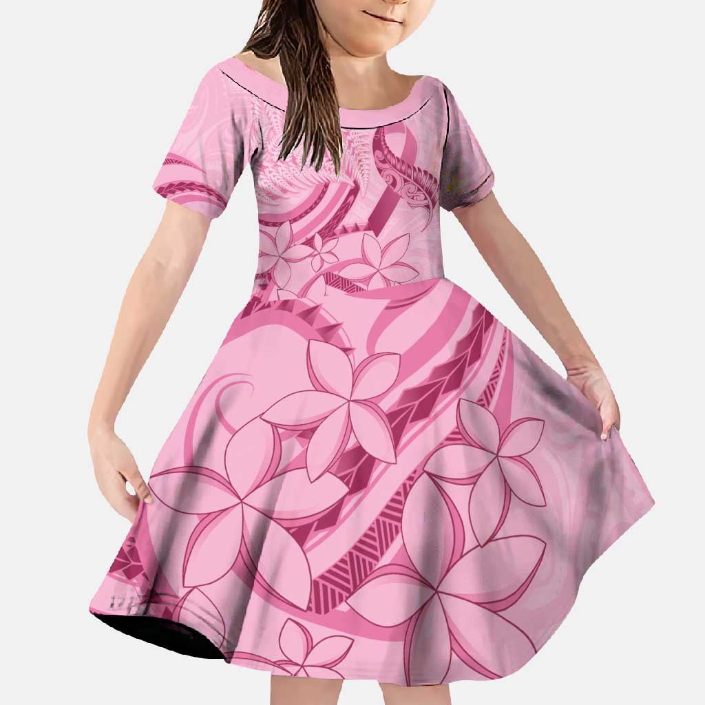 Aotearoa Maori Family Matching Mermaid Dress and Hawaiian Shirt Pink Fern Ribbons LT7 Daughter's Dress Pink - Polynesian Pride