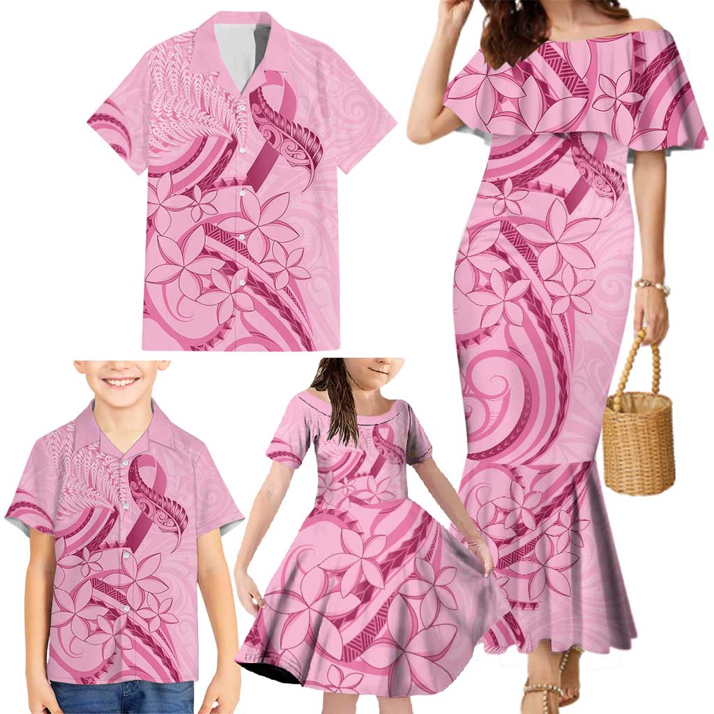 Aotearoa Maori Family Matching Mermaid Dress and Hawaiian Shirt Pink Fern Ribbons LT7 - Polynesian Pride