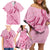Aotearoa Maori Family Matching Off Shoulder Short Dress and Hawaiian Shirt Pink Fern Ribbons - Polynesian Pride