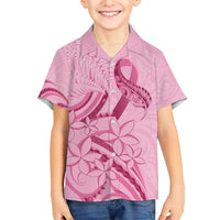 Aotearoa Maori Family Matching Short Sleeve Bodycon Dress and Hawaiian Shirt Pink Fern Ribbons LT7 Son's Shirt Pink - Polynesian Pride