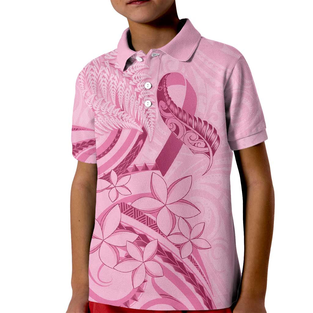 Aotearoa Maori Kid Polo Shirt Pink Fern Ribbons - Polynesian Pride