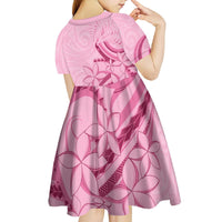 Aotearoa Maori Kid Short Sleeve Dress Pink Fern Ribbons - Polynesian Pride