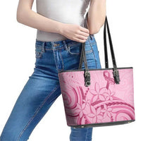 Aotearoa Maori Leather Tote Bag Pink Fern Ribbons - Polynesian Pride
