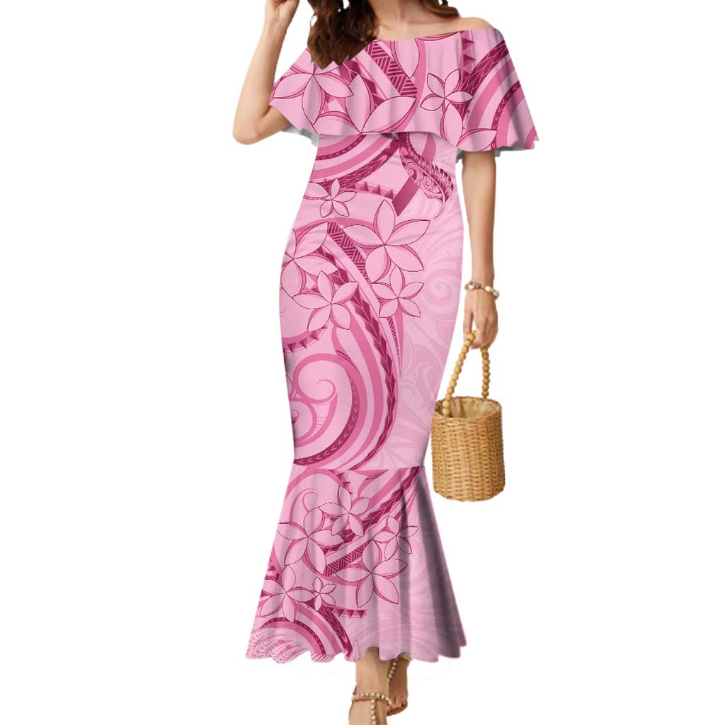 Aotearoa Maori Mermaid Dress Pink Fern Ribbons - Polynesian Pride