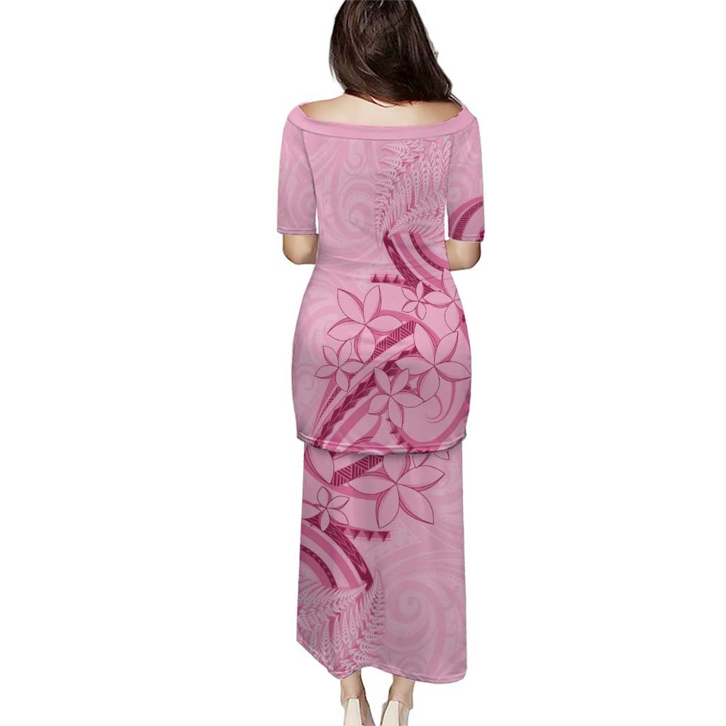 Aotearoa Maori Puletasi Pink Fern Ribbons - Polynesian Pride