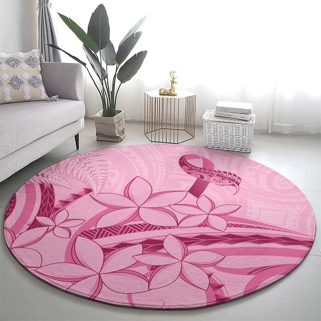 Aotearoa Maori Round Carpet Pink Fern Ribbons - Polynesian Pride