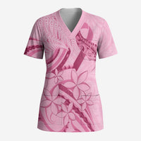 Aotearoa Maori Scrub Top Pink Fern Ribbons - Polynesian Pride