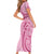 Aotearoa Maori Short Sleeve Bodycon Dress Pink Fern Ribbons - Polynesian Pride