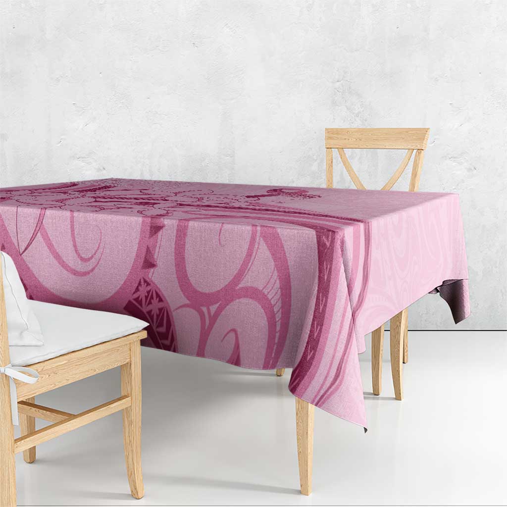 Aotearoa Maori Tablecloth Pink Fern Ribbons - Polynesian Pride