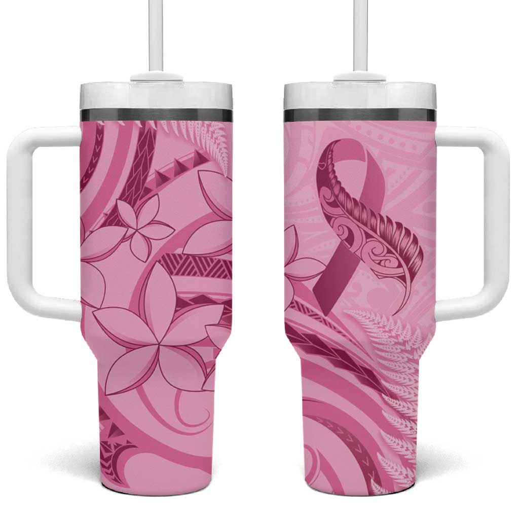 Aotearoa Maori Tumbler With Handle Pink Fern Ribbons - Polynesian Pride