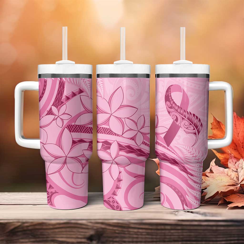 Aotearoa Maori Tumbler With Handle Pink Fern Ribbons - Polynesian Pride