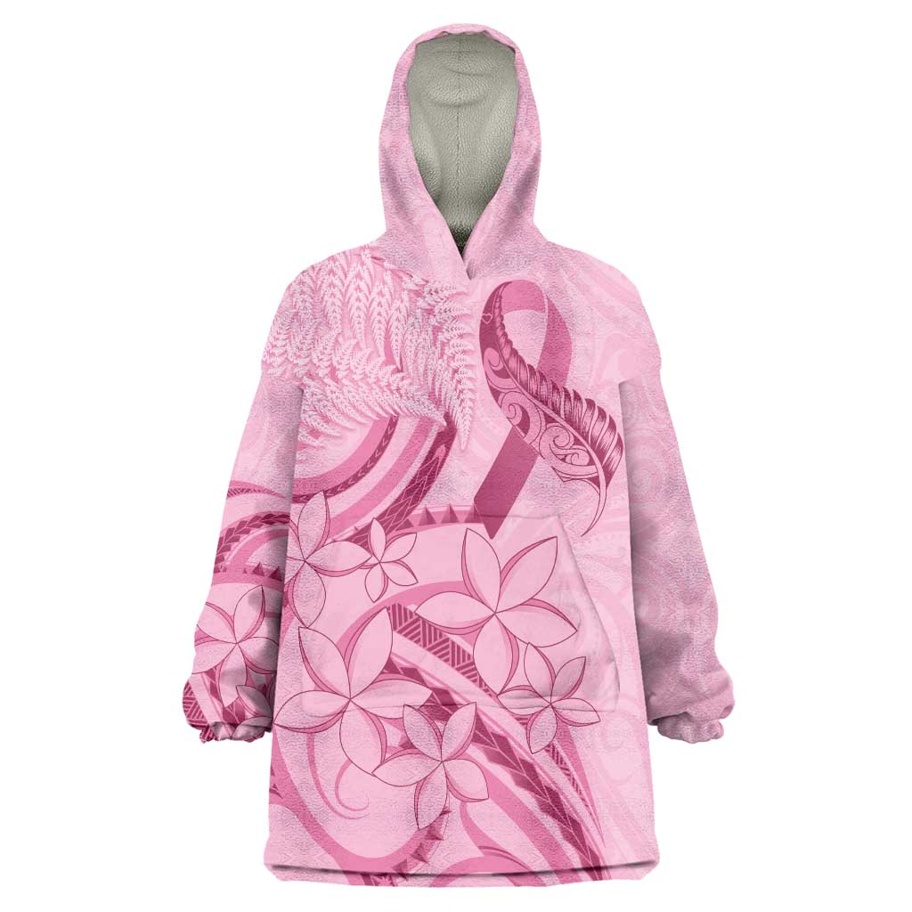 Aotearoa Maori Wearable Blanket Hoodie Pink Fern Ribbons - Polynesian Pride
