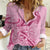 Aotearoa Maori Women Casual Shirt Pink Fern Ribbons - Polynesian Pride