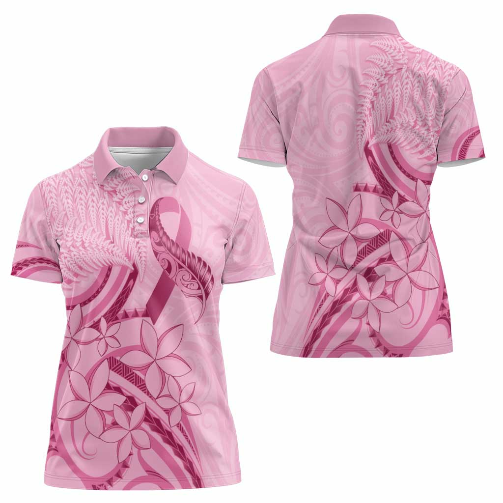 Aotearoa Maori Women Polo Shirt Pink Fern Ribbons - Polynesian Pride