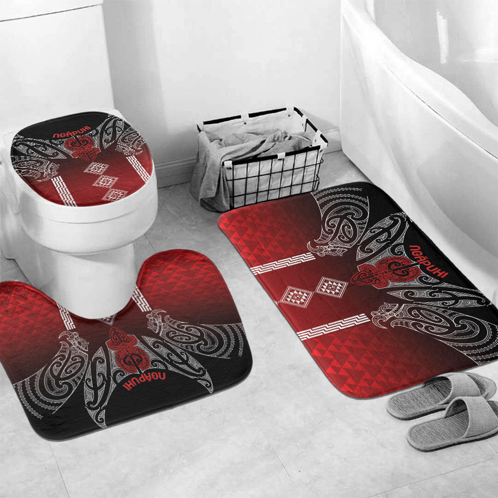 Aotearoa Maori Iwi Heritage Bathroom Set Ngapuhi Kokowai LT7 Mat Set Only (3 pcs) One Size Red - Polynesian Pride
