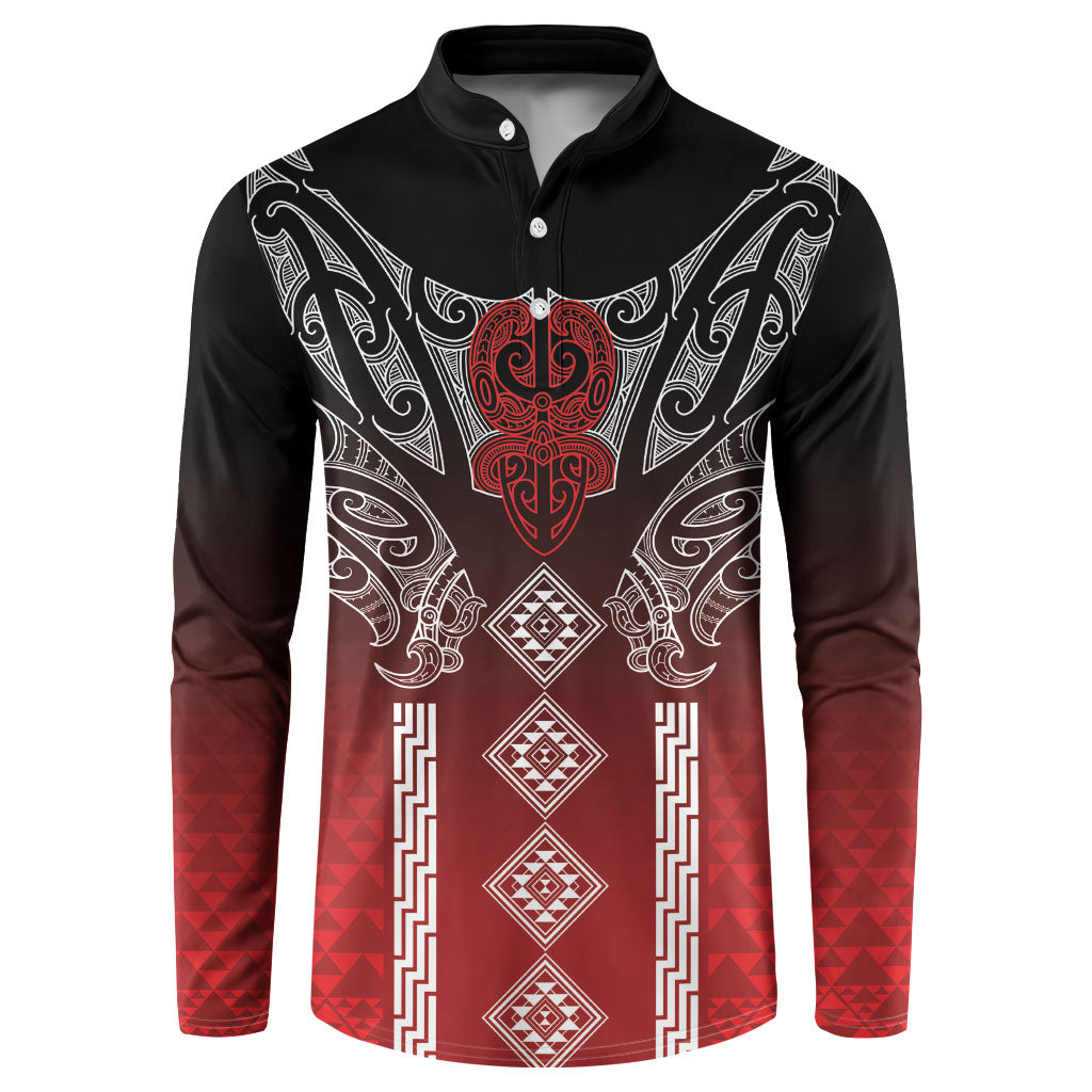 Aotearoa Maori Iwi Heritage Button Sweatshirt Ngapuhi Kokowai LT7 Red - Polynesian Pride