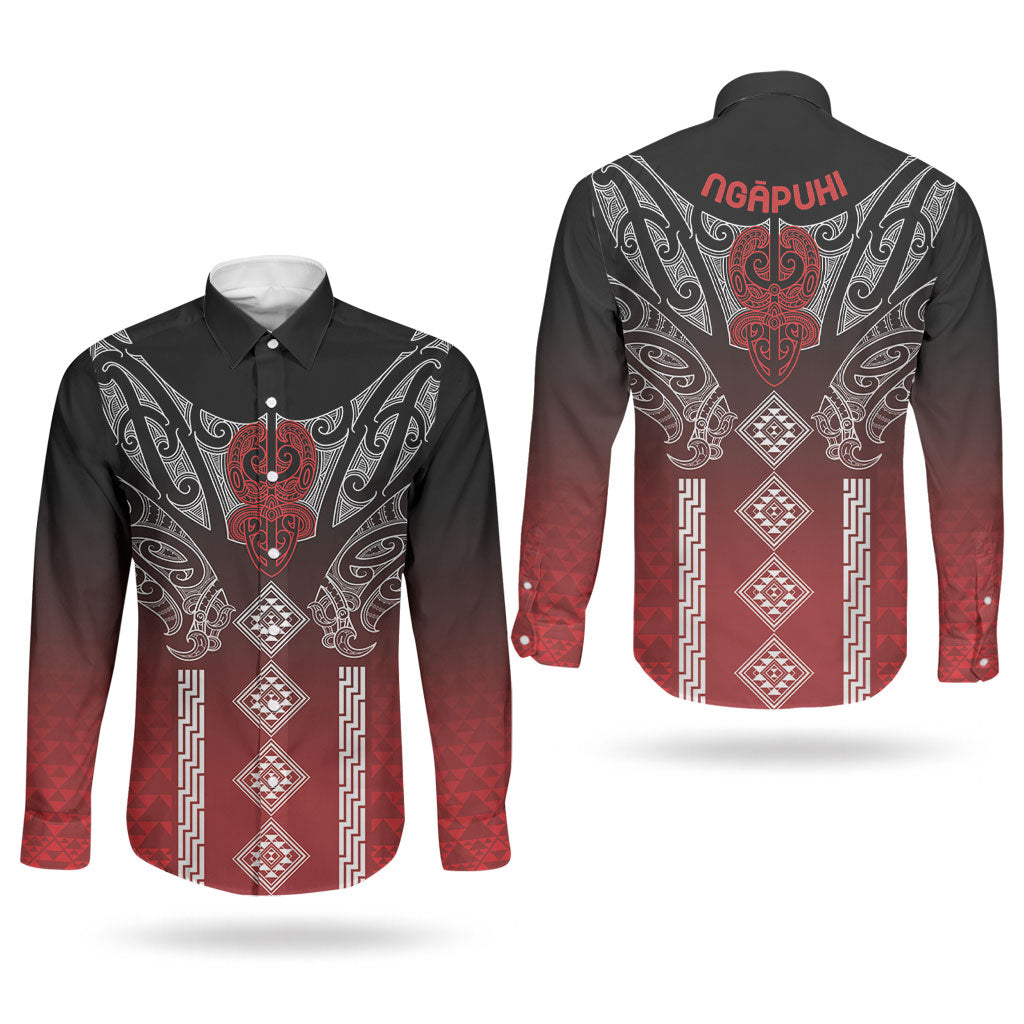 Aotearoa Maori Iwi Heritage Couples Matching Mermaid Dress and Long Sleeve Button Shirt Ngapuhi Kokowai LT7 - Polynesian Pride