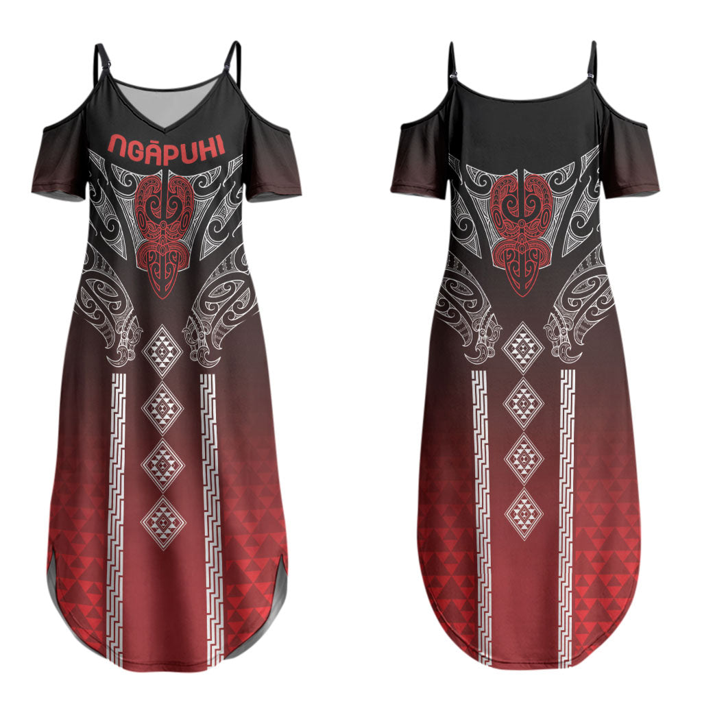 Aotearoa Maori Iwi Heritage Couples Matching Summer Maxi Dress and Long Sleeve Button Shirt Ngapuhi Kokowai LT7 - Polynesian Pride