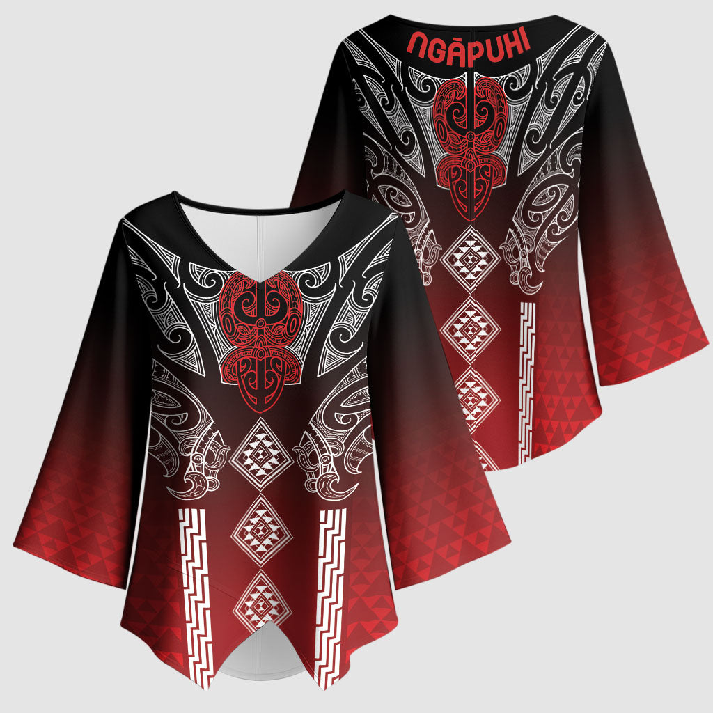 Aotearoa Maori Iwi Heritage Kimono Sleeve Blouse Ngapuhi Kokowai LT7 - Polynesian Pride