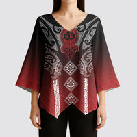 Aotearoa Maori Iwi Heritage Kimono Sleeve Blouse Ngapuhi Kokowai LT7 - Polynesian Pride