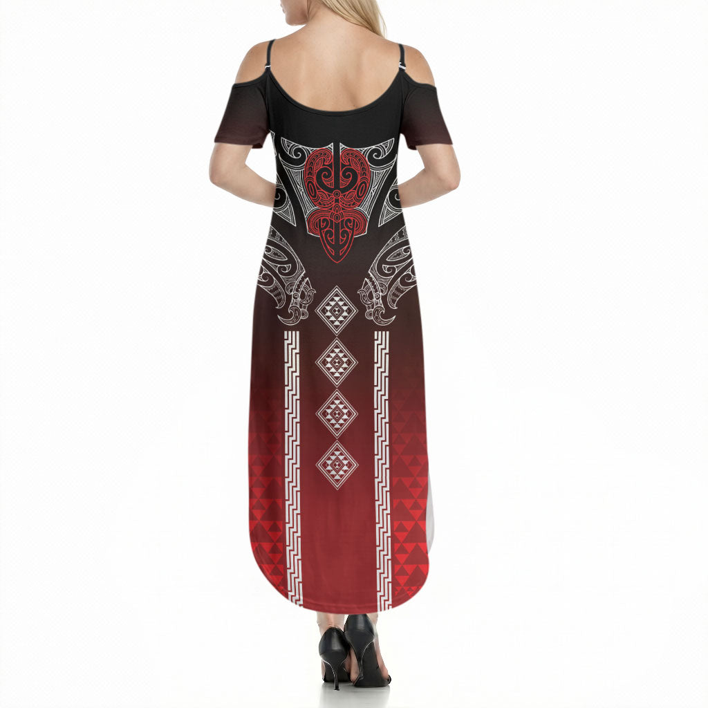 Aotearoa Maori Iwi Heritage Summer Maxi Dress Ngapuhi Kokowai LT7 - Polynesian Pride