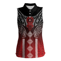 Aotearoa Maori Iwi Heritage Women Sleeveless Polo Shirt Ngapuhi Kokowai LT7 Female Red - Polynesian Pride