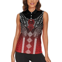 Aotearoa Maori Iwi Heritage Women Sleeveless Polo Shirt Ngapuhi Kokowai LT7 - Polynesian Pride