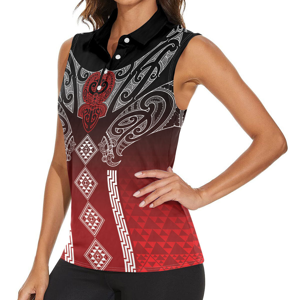 Aotearoa Maori Iwi Heritage Women Sleeveless Polo Shirt Ngapuhi Kokowai LT7 - Polynesian Pride
