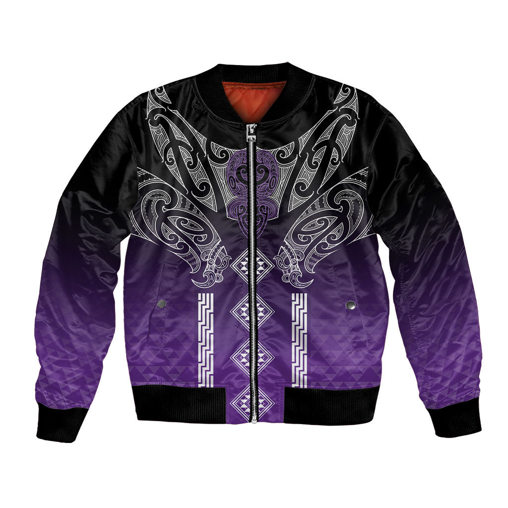 Aotearoa Maori Iwi Heritage Bomber Jacket Ngati Porou Waiporoporo LT7 Unisex Purple - Polynesian Pride